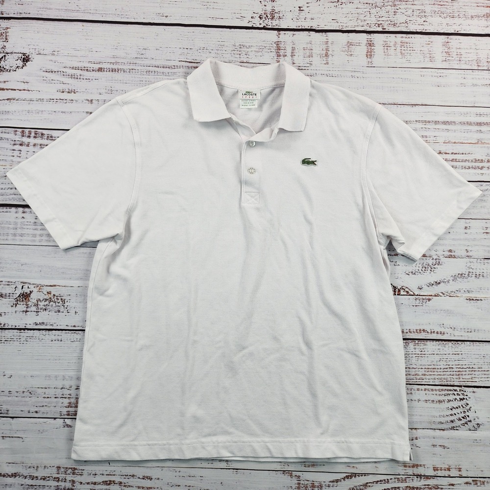 Lacoste Sport Polo Shirt Mens XL Size 6 White Crocodile Logo Cotton Pique Golf